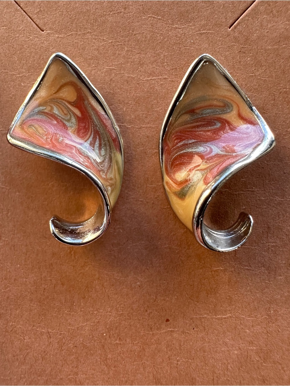 Silver-Tone Swirl Earrings in Multicolor